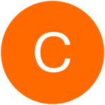 Weißes C auf runden orangen Hintergrund