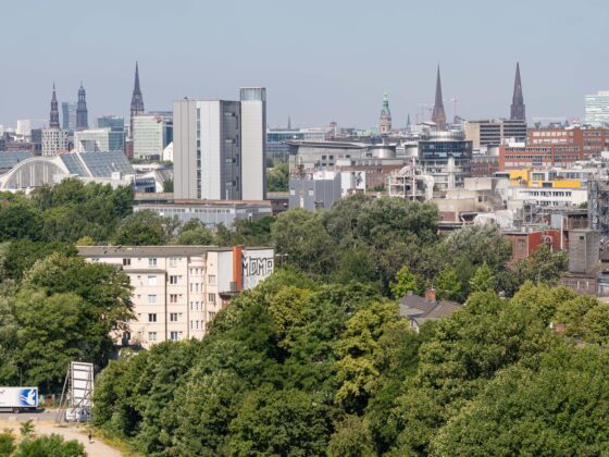 Hamburg, Rothenburgsort, Ausblick vom Turm der (vormaligen) Behörde für Gesundheit und Verbraucherschutz